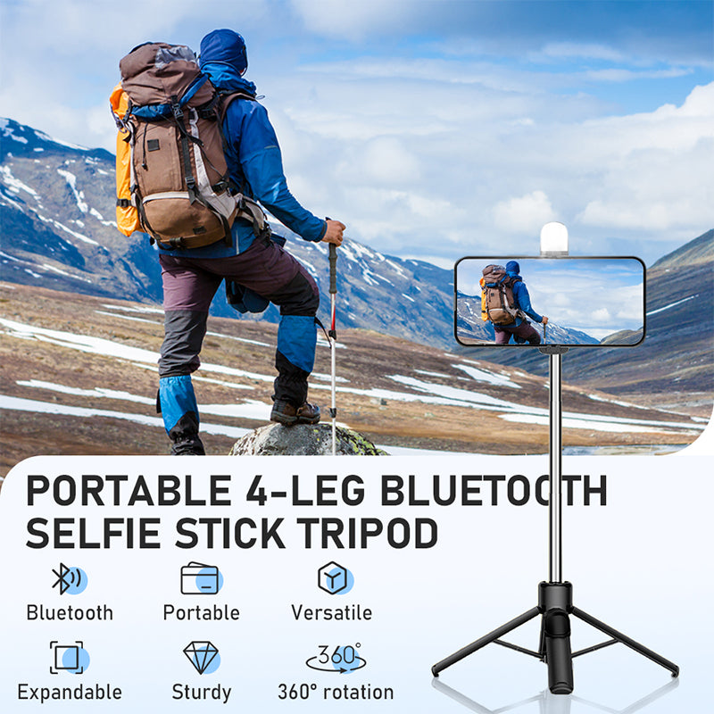 Bastone per selfie Bluetooth estensibile, modalità treppiedi - nero - Italiano