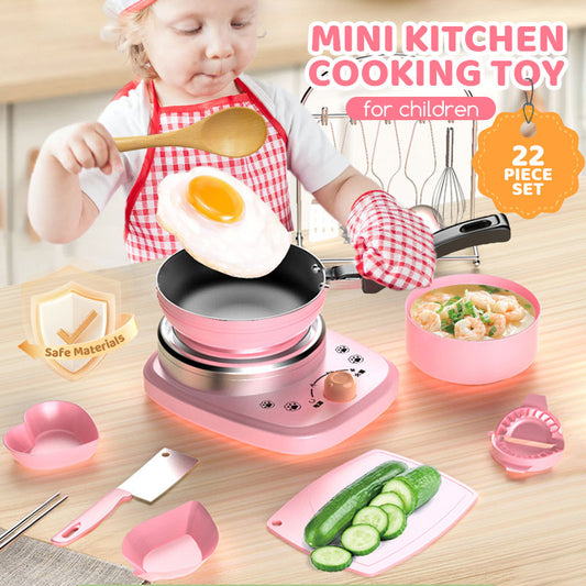 🎁Mini Cucina Giocattolo per la Vera Cucina dei Bambini - Set da 22 PZ