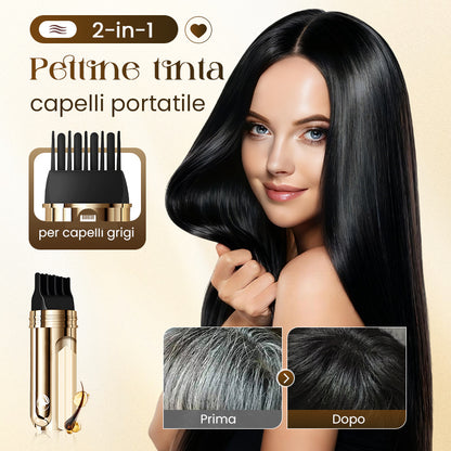 💆‍♀️ ACQUISTA 1 OTTIENI 1 GRATIS! ✨ PETTINE TINTURA 2-IN-1 - Coprigrigio Rapido e Preciso, Formula Non-Gocciolante con Oli Nutrienti, Applicazione in 5 Minuti 🧴👩‍🦳