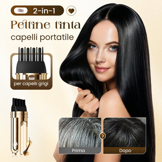 💆‍♀️ ACQUISTA 1 OTTIENI 1 GRATIS! ✨ PETTINE TINTURA 2-IN-1 - Coprigrigio Rapido e Preciso, Formula Non-Gocciolante con Oli Nutrienti, Applicazione in 5 Minuti 🧴👩‍🦳