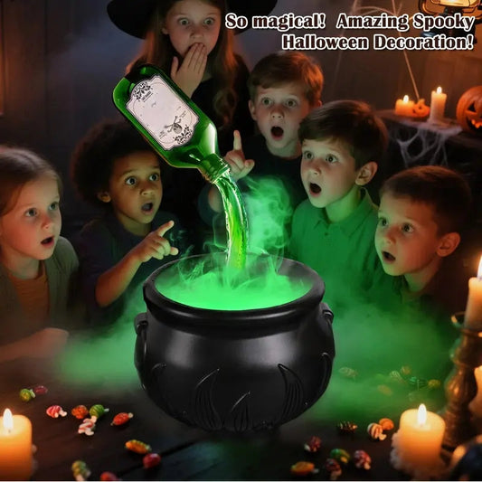 ✨🎃Decorazioni di Halloween per interni - Calderone delle streghe con bottiglie di pozioni magiche fluttuanti e generatore di nebbia