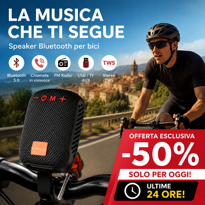 🤍🎧 Metà Prezzo | Altoparlante Bluetooth Impermeabile per Bici