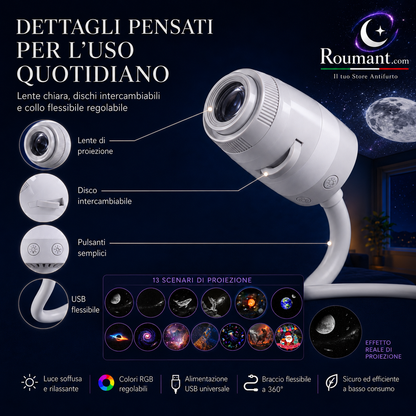 Lampada USB con proiezione del cielo stellato