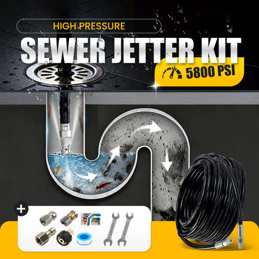 🚿 SCONTO DEL 50% ORA! ⚡ Kit per la pulizia delle fognature da 5800 PSI – Ugello rotante, tubo rinforzato e disostruzione efficace delle tubature 🛠️