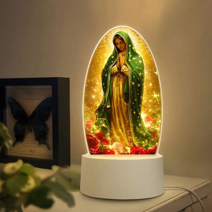 🎅 Il regalo di Natale perfetto – Fino al 49% di sconto 🙏 Inspirante lampada da notte a LED in acrilico con motivo religioso ✝️ Lampada da preghiera per vergini
