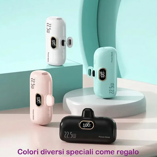 🔋⚡ ChargeGo™ Mini Power Bank 5000mAh 📱✨ - Ricarica Rapida 22,5W | Display Digitale | Per iPhone & Android | 4 Colori | 50% DI SCONTO 🔥