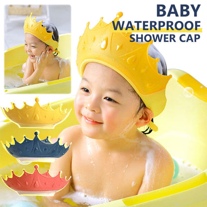 🔥 -50%! 🛁 Cuffia Doccia Impermeabile per Neonati – PP + TPE – 15×13 cm – Regolabile – Corona Cartone Animato – Giallo/Blu/Rosso – Protegge Occhi e Orecchie 👶