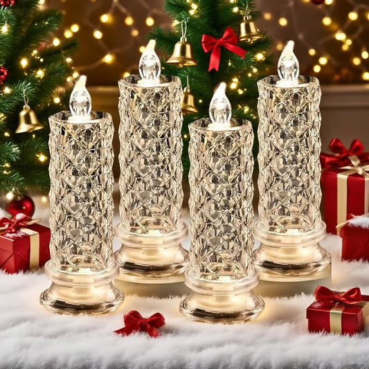 🔥Ultimo giorno 49% di sconto🎁Set di 4 candele LED in cristallo