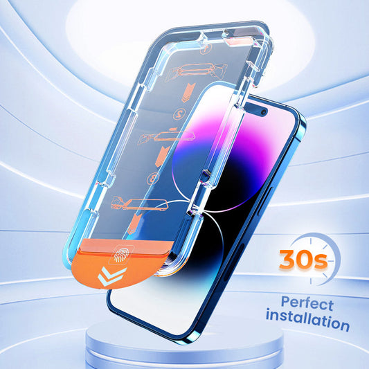 Pellicola Protettiva in Vetro Temperato 4K HD o Anti-Spia per iPhone, Installazione Automatica senza Polvere
