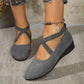 💃🔥Last day promotion 50% discount🔥Elegant Solid Color Elastic Strap Low Wedge Shoes