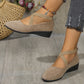 💃🔥Last day promotion 50% discount🔥Elegant Solid Color Elastic Strap Low Wedge Shoes