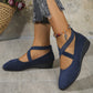💃🔥Last day promotion 50% discount🔥Elegant Solid Color Elastic Strap Low Wedge Shoes