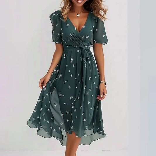 🔥Saldi eccezionali 50% di sconto💝✨Abito midi con maniche corte Special Blue