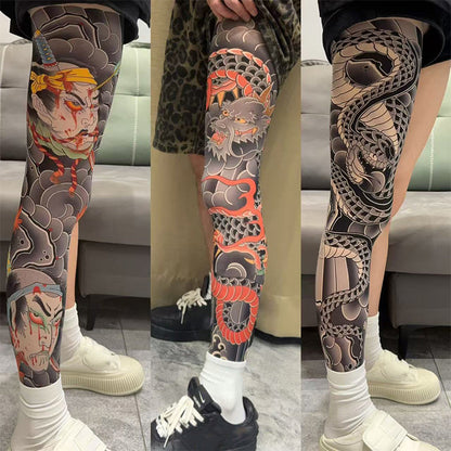 ✨Nuovo design 2026: stile ukiyo-e😎Gambale elasticizzato con stampa tatuaggio