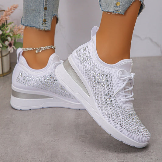 🔥🔥Ultimo giorno di promozione, approfitta del 62% di sconto🔥 Scarpe sportive ortopediche traspiranti da donna, stile casual e alla moda, decorate con strass incastonati.
