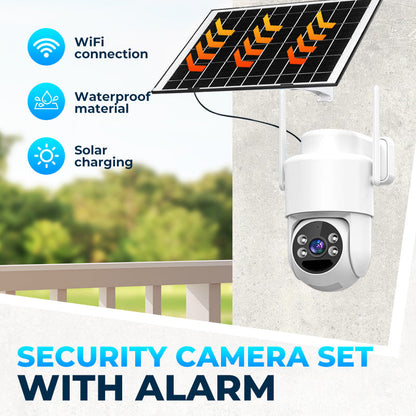 Set di telecamere di sicurezza wireless a energia solare con allarme