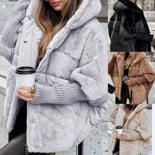 Piumino Oversize Donna con Cappuccio e Patchwork