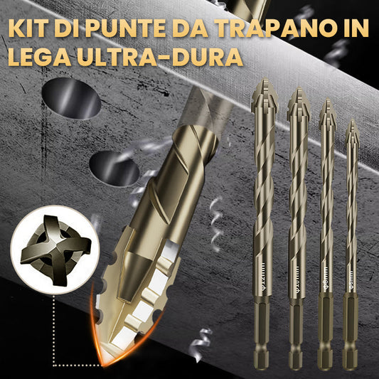 🔥🔥Kit di Punte da Trapano Eccentriche Zigrinate a 4 Taglienti ad Alta Resistenza