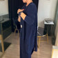 Elegante cardigan lungo, top e pantaloni, set di 3 pezzi