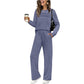 Set donna top girocollo e pantaloni con couliss