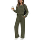 Set donna top girocollo e pantaloni con couliss