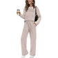 Set donna top girocollo e pantaloni con couliss