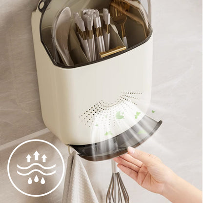 Porta-bacchette multifunzionale da parete con scatola di scarico