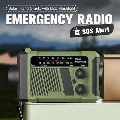 Radio di emergenza a manovella solare con torcia a LED
