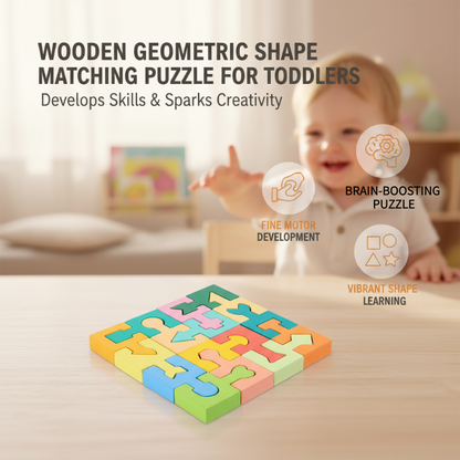 Puzzle di abbinamento di forme geometriche in legno per bambini piccoli