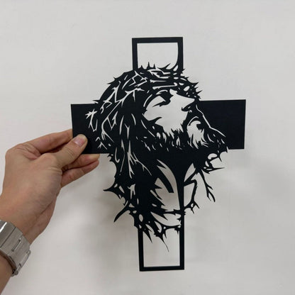 Decorazione murale con croce di Gesù in metallo