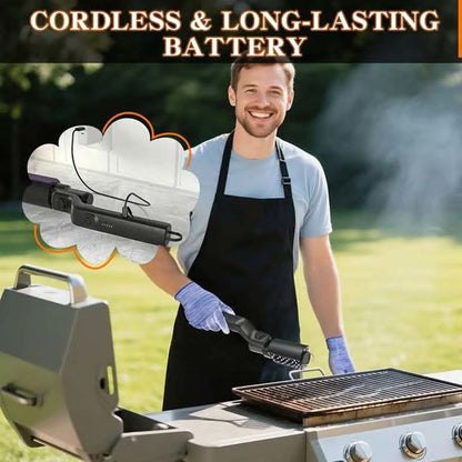 🔥50% DI SCONTO ORA! 🍖 Spazzola elettrica senza fili per barbecue – Pulizia profonda, manico lungo e ricaricabile 🔋