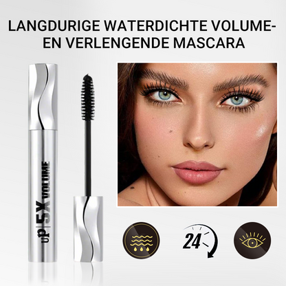 Mascara volumizzante e allungante a lunga durata, resistente all'acqua.