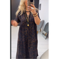 Abito lungo da donna con scollo a V e stampa leopardata