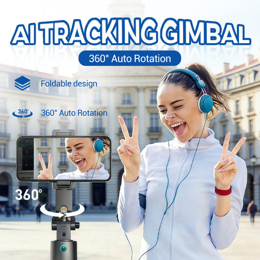 Stabilizzatore gimbal con tracciamento AI e doppia luce di riempimento