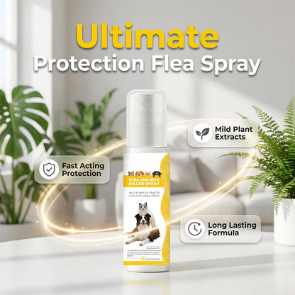 Spray repellente contro i parassiti per animali domestici con formula delicata