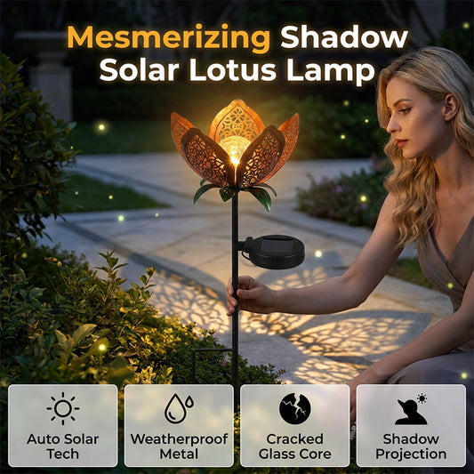 Lampada solare da giardino a forma di loto in ferro