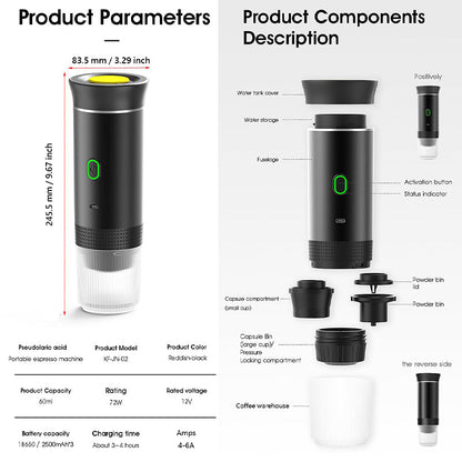 Macchina da caffè portatile ricaricabile per capsule