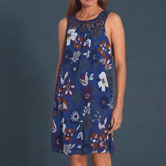 💥Sconto del 50% a tempo limitato🔥 Abito Senza Maniche con Stampa | Vestibilità Ampia Nasconde il Pancino | Anti-Piega & Senza Stiratura | Tessuto Misto Confortevole | Bianco/Nero/Blu Navy/Verde/Fucsia S-4XL