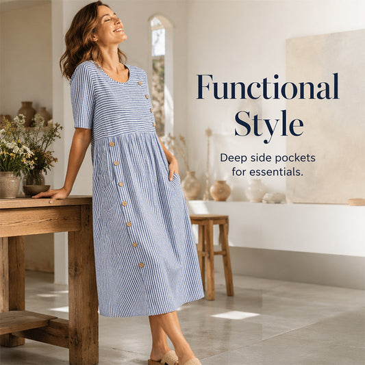 🎉 🔥 OFFERTA LIMITATA – 56% DI SCONTO! 🔥 Abito casual da donna a righe con vestibilità comoda