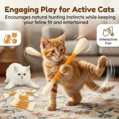 😻🐱 Giocattolo interattivo per gatti a bastoncino con erba gatta – stimola il gioco e l'istinto felino! 🌿🧶✨