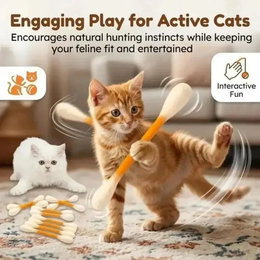 😻🐱 Giocattolo interattivo per gatti a bastoncino con erba gatta – stimola il gioco e l'istinto felino! 🌿🧶✨