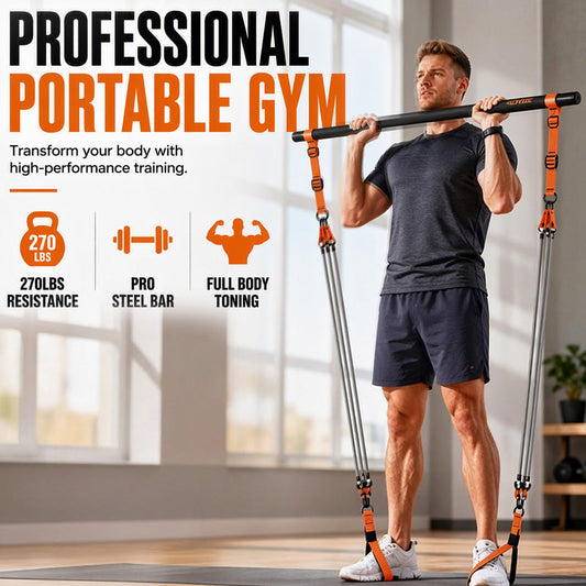 Kit di barra Pilates portatile con 6 fasce elastiche di resistenza