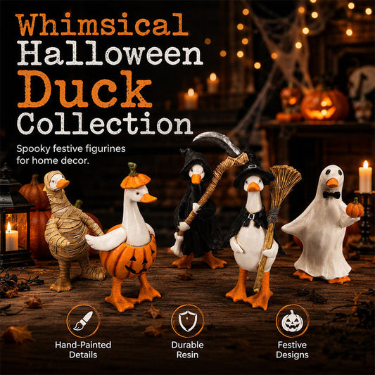 🎃 DECORAZIONI DI HALLOWEEN NOIOSE?🎃 Set di paperelle spettrali – Dipinte a mano, 5 personaggi, resistenti alle intemperie – Per mensole, scrivanie e spazi esterni! 🦇