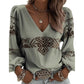 Top da donna casual a fantasia, ampio