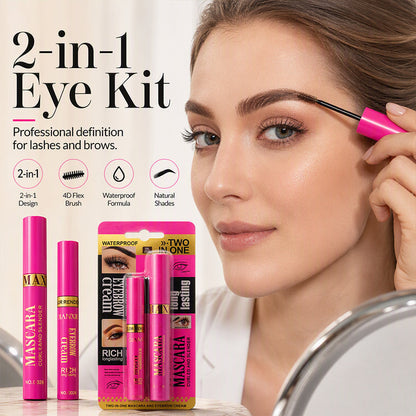 🔥 Set 2 in 1 Mascara e Crema per Sopracciglia – Impermeabile e a prova di sbavature, 4 tonalità naturali per sopracciglia – Ideale per una tenuta che dura tutto il giorno e facile da rimuovere 👁️💄