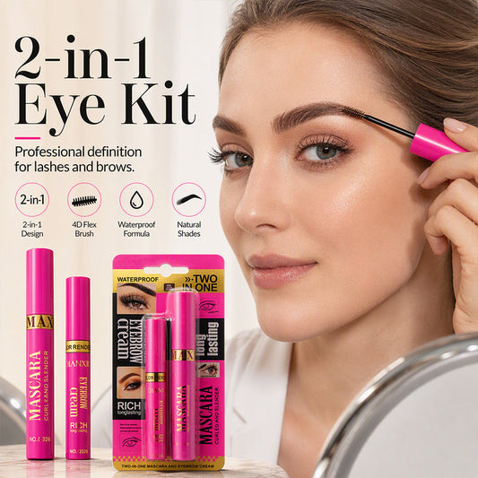 🔥 Set 2 in 1 Mascara e Crema per Sopracciglia – Impermeabile e a prova di sbavature, 4 tonalità naturali per sopracciglia – Ideale per una tenuta che dura tutto il giorno e facile da rimuovere 👁️💄