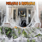 Decorazioni spaventose per feste di Halloween: ragni e ragnatele elastiche