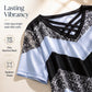 Maglietta da donna a maniche corte con scollo a V incrociato, a righe, casual.