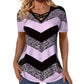 Maglietta da donna a maniche corte con scollo a V incrociato, a righe, casual.