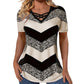Maglietta da donna a maniche corte con scollo a V incrociato, a righe, casual.